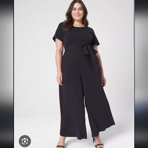 Lena Stretch Crepe Wide Leg Pant Jumpsuit Lane Bryant 14 1x